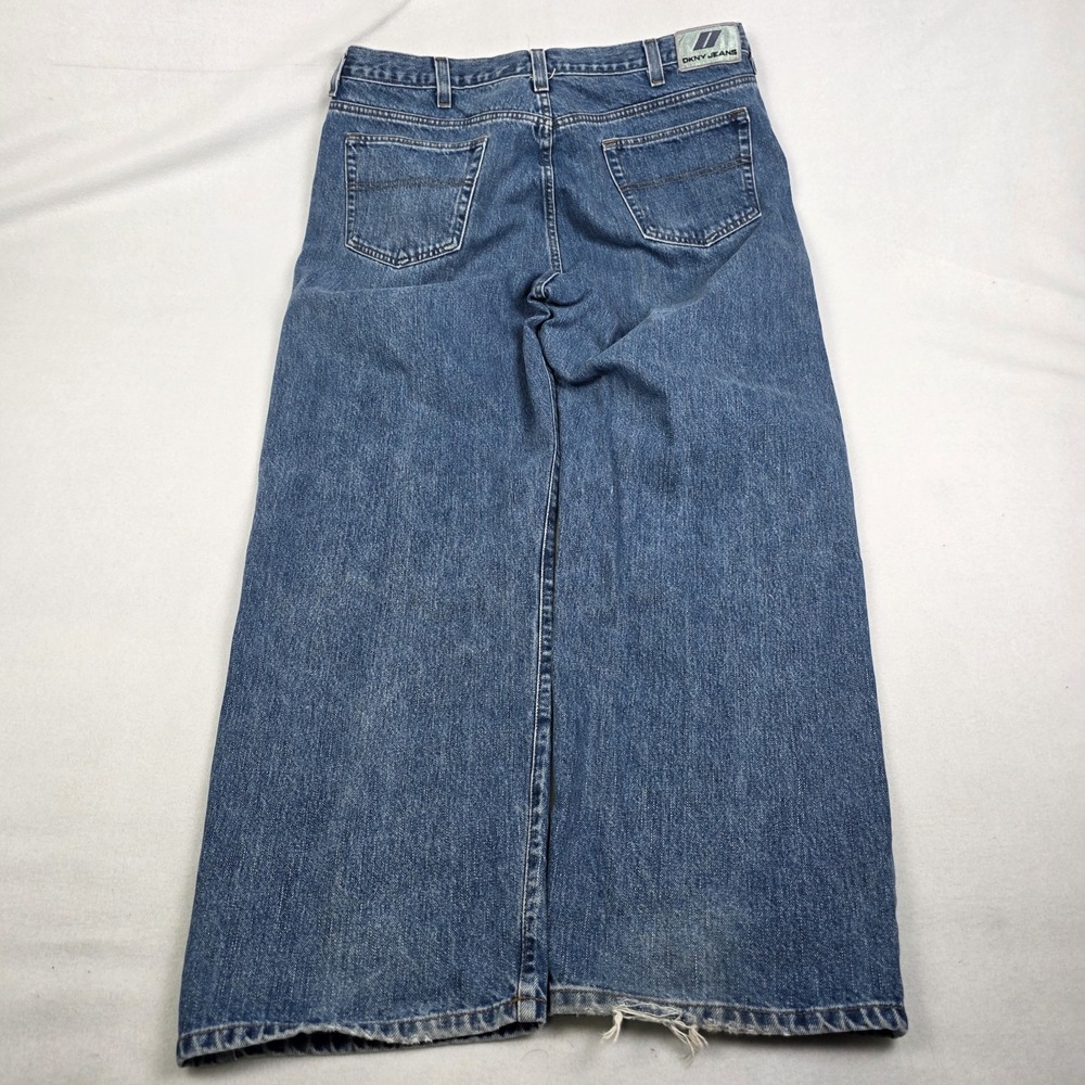 Vintage Y2k DKNY Baggy Jeans Mens 40x32 Blue Skater Grunge Wide Leg Denim 90s